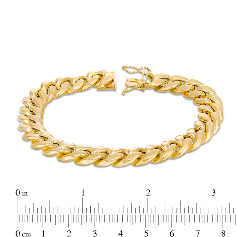 Made in Italy Men's 11.3mm Semi-Solid Cuban Curb Chain Bracelet in 10K Gold - 9"