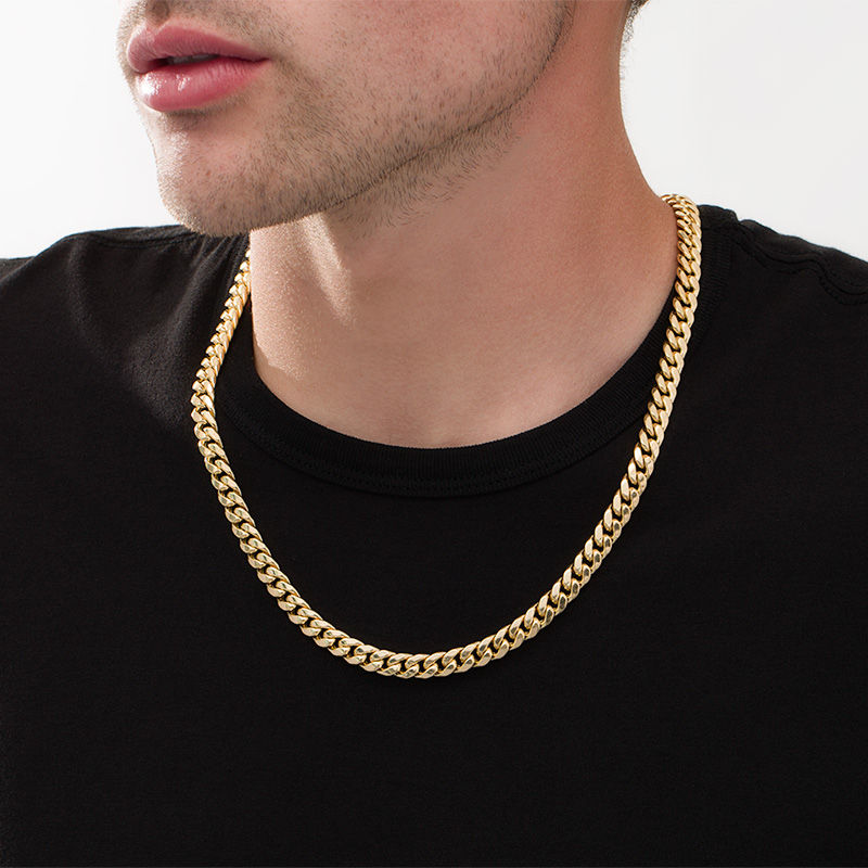 Men's 7.6mm Cuban Curb Chain Necklace in Hollow 10K Gold - 22"