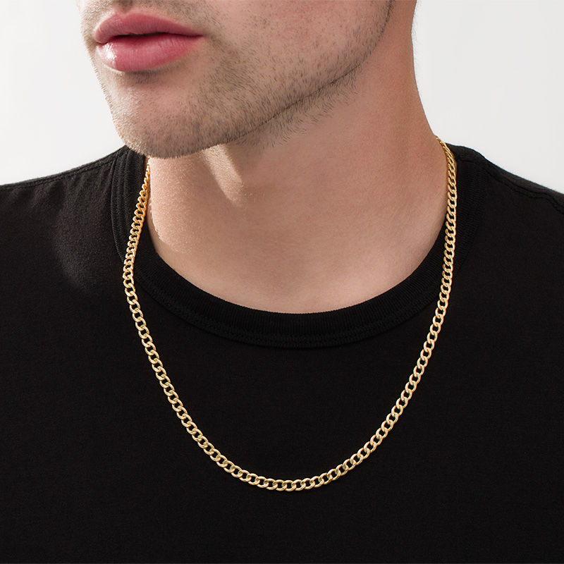 Main Image 2 of Men's 115 Gauge Curb Chain Necklace in 10K Gold - 22"