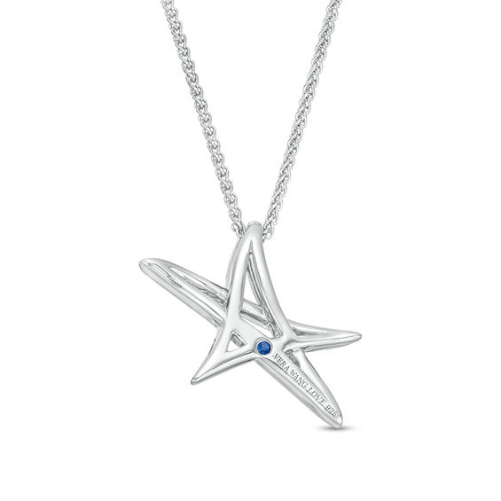 Vera Wang Love Collection 1/8 CT. T.w. Diamond Abstract Star Pendant in Sterling Silver - 19"