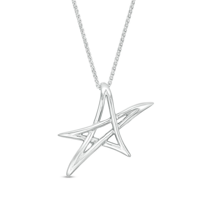 Main Image 1 of Vera Wang Love Collection Bold Abstract Star Pendant in Sterling Silver - 19"