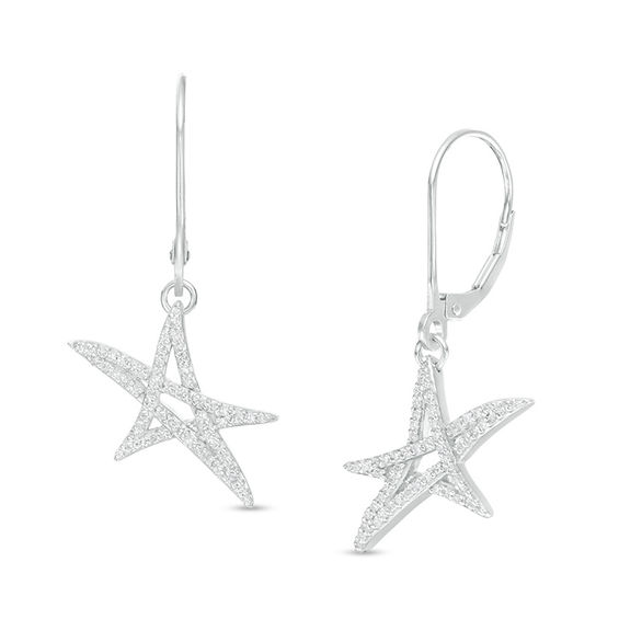 Vera Wang Love Collection 1/3 CT .T.W. Diamond Abstract Star Drop Earrings in Sterling Silver Vera Wang Love Collection 1/3 CT .T.W. Diamond Abstract Star Drop Earrings in Sterling Silver
