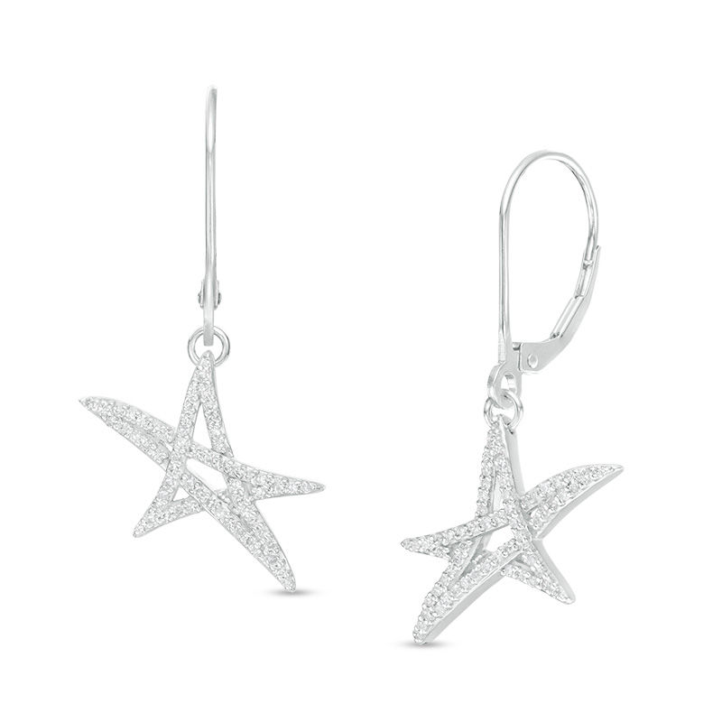 Vera Wang Love Collection 1/3 CT .T.W. Diamond Abstract Star Drop Earrings in Sterling Silver