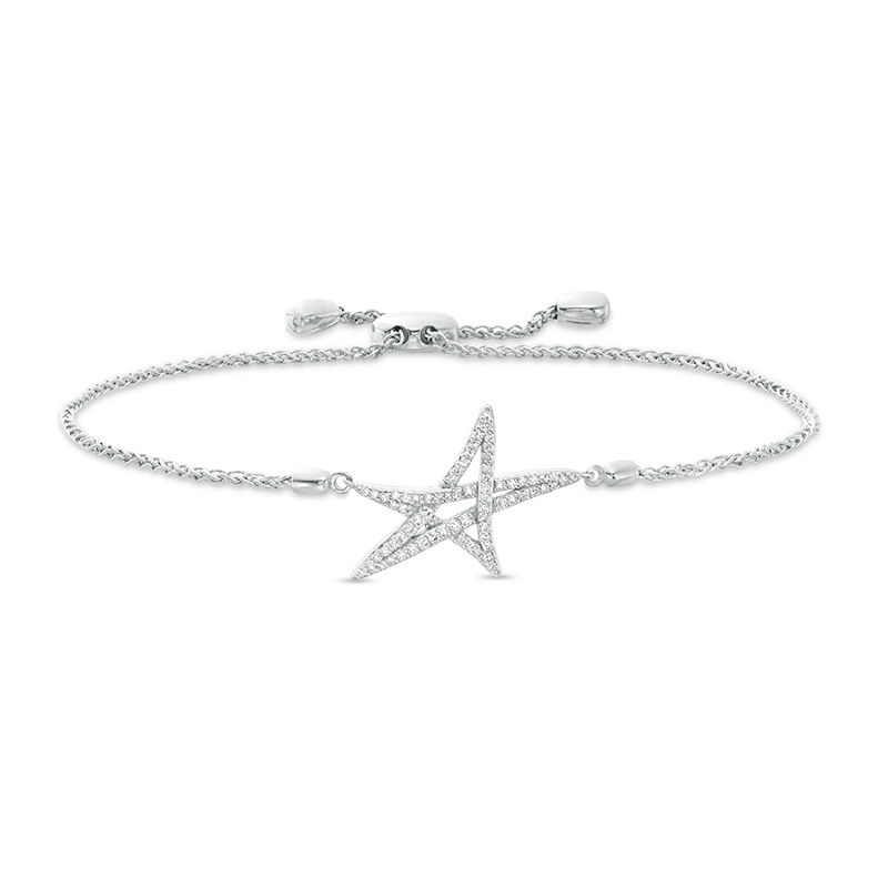 Main Image 1 of Vera Wang Love Collection 1/4 CT .T.W. Diamond Abstract Star Bolo Bracelet in Sterling Silver - 8.75"