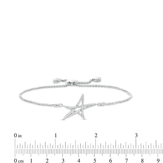 Vera Wang Love Collection 1/4 CT .T.w. Diamond Abstract Star Bolo Bracelet in Sterling Silver - 8.75"