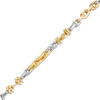 Thumbnail Image 1 of Made in Italy 5.75mm Oval Link Chain Double Circle Station Bracelet in 10K Two-Tone Gold - 8.5"