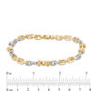 Thumbnail Image 4 of Made in Italy 5.75mm Oval Link Chain Double Circle Station Bracelet in 10K Two-Tone Gold - 8.5"