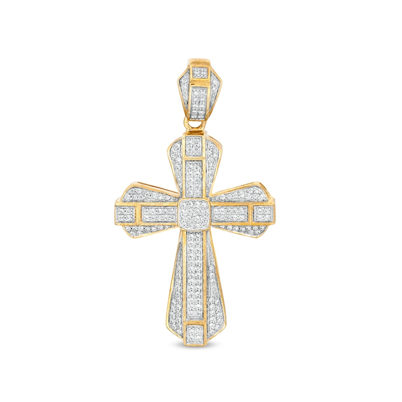 Main Image 1 of 5/8 CT. T.W. Diamond Gothic-Style Cross Charm in 10K Gold
