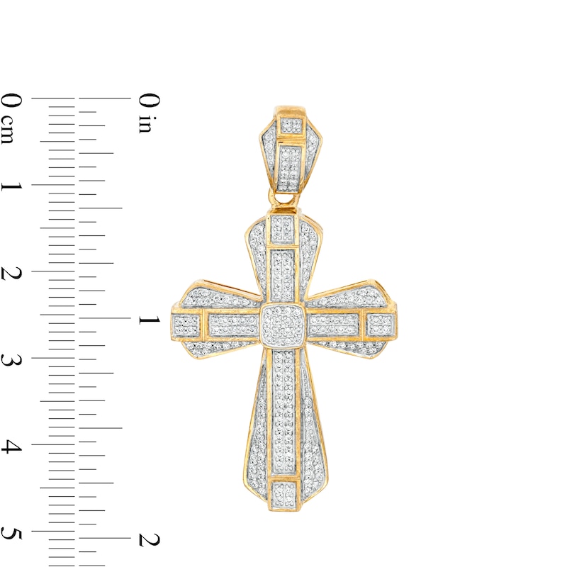 Main Image 2 of 5/8 CT. T.W. Diamond Gothic-Style Cross Charm in 10K Gold