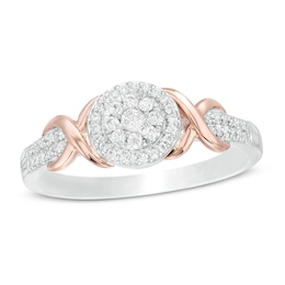 1/5 CT. T.W. Composite Diamond Frame Ribbon Wrap Ring in Sterling Silver and 10K Rose Gold