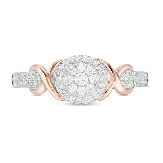 1/5 CT. T.w. Composite Diamond Frame Ribbon Wrap Ring in Sterling Silver and 10K Rose Gold
