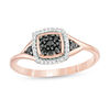 Thumbnail Image 1 of 1/6 CT. T.W. Enhanced Black Composite and White Diamond Cushion Frame Ring in 10K Rose Gold