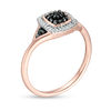 Thumbnail Image 3 of 1/6 CT. T.W. Enhanced Black Composite and White Diamond Cushion Frame Ring in 10K Rose Gold