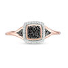 Thumbnail Image 4 of 1/6 CT. T.W. Enhanced Black Composite and White Diamond Cushion Frame Ring in 10K Rose Gold