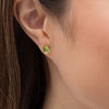 Thumbnail Image 1 of 6.0mm Checkerboard Cushion-Cut Peridot Solitaire Stud Earrings in 10K Gold