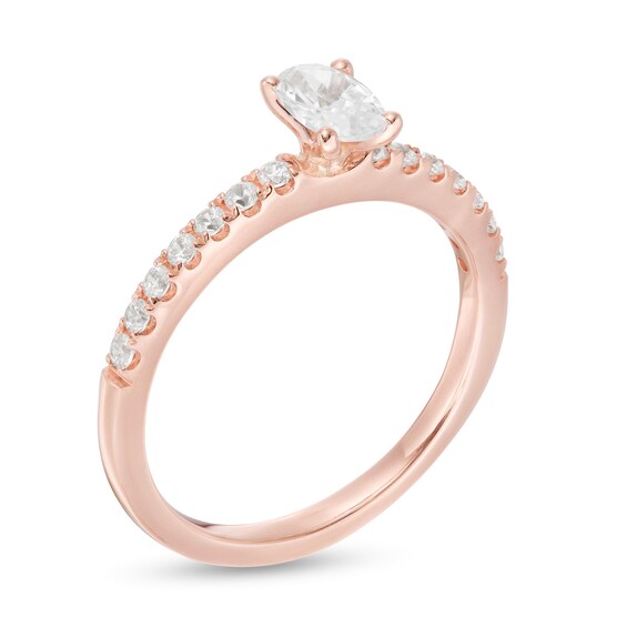 3/4 CT. T.w. Certified Oval Diamond Engagement Ring in 14K Rose Gold (I/Si2)