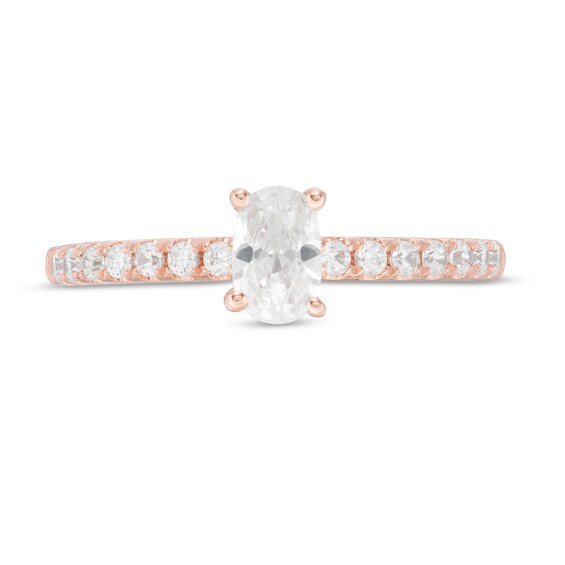 3/4 CT. T.w. Certified Oval Diamond Engagement Ring in 14K Rose Gold (I/Si2)