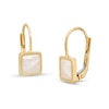 Thumbnail Image 1 of 7.5mm Princess-Cut Mother-of-Pearl Bezel-Set Drop Earrings in 10K Gold