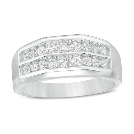 Men's 3/4 CT. T.w. Diamond Double Row Channel-Set Anniversary Band in 10K White Gold