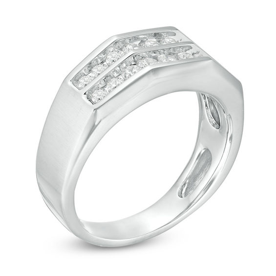 3/4 CT. T.w. Diamond Double Row Channel-Set Anniversary Band in 10K White Gold