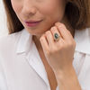 Thumbnail Image 2 of Oval Onyx and Diamond-Cut Frame Scroll Overlay Vintage-Style Ring in 10K Gold - Size 7