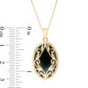 Thumbnail Image 3 of Oval Onyx and Diamond-Cut Frame Scroll Overlay Vintage-Style Pendant in 10K Gold