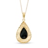 Thumbnail Image 1 of Pear-Shaped Onyx Diamond-Cut Frame Pendant in 10K Gold