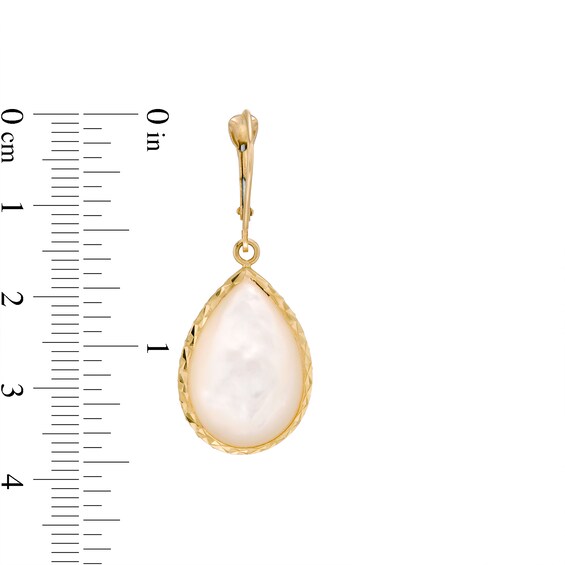 Pear-Shaped Mother-of-Pearl Diamond-Cut Bezel-Set Drop Earrings in 10K Gold