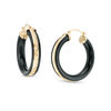 Thumbnail Image 1 of Onyx Border and Diamond-Cut Triple Row Hoop Earrings in 10K Gold