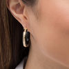 Thumbnail Image 2 of Onyx Border and Diamond-Cut Triple Row Hoop Earrings in 10K Gold
