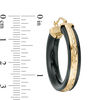 Thumbnail Image 3 of Onyx Border and Diamond-Cut Triple Row Hoop Earrings in 10K Gold