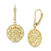 Thumbnail Image 1 of Diamond-Cut Filigree Flower Cut-Out Medallion Drop Earrings in 10K Gold