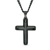Thumbnail Image 1 of Men's 1/6 CT. T.W. Black Diamond Cross Pendant in Stainless Steel with Black Ion-Plate - 24"