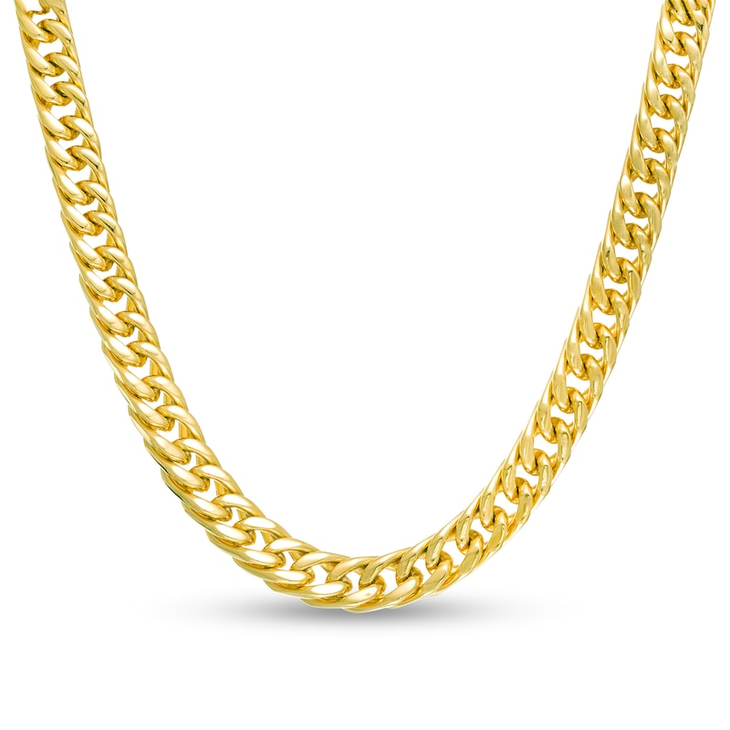 Main Image 1 of Men's 9.5mm Curb Chain Necklace in Stainless Steel with Yellow Ion-Plate - 24"