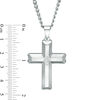 Thumbnail Image 2 of Men's 1/20 CT. T.W. Diamond Satin-Finish Bevelled Edge Cross Pendant in Stainless Steel - 24"