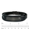 Thumbnail Image 3 of 12.0mm Black Faux Leather Triple Strand Laser-Cut ID Bracelet in Black IP Stainless Steel - 8.5"