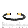 Thumbnail Image 3 of 5.75mm Braided Black Faux Leather Cuff and Geometric Barrel Ends in Stainless Steel with Yellow IP - 7.25"