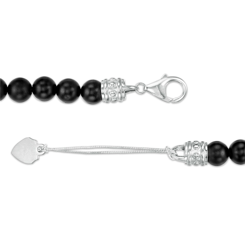 Men's 8.0mm Onyx Bead Strand Necklace with Sterling Silver Clasp