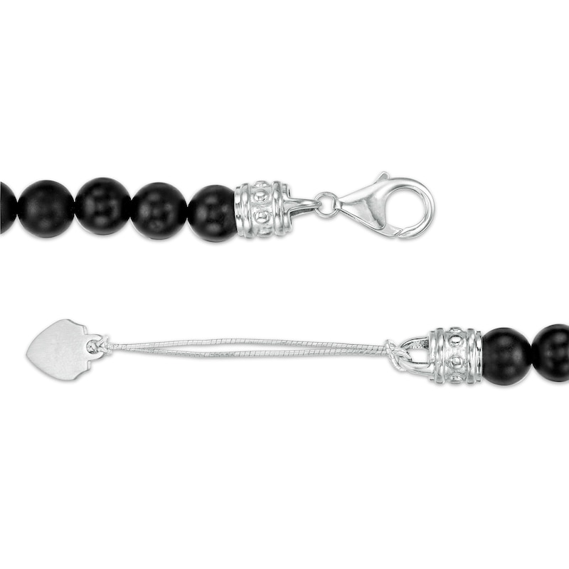 Main Image 3 of Men's 8.0mm Onyx Bead Strand Necklace with Sterling Silver Clasp