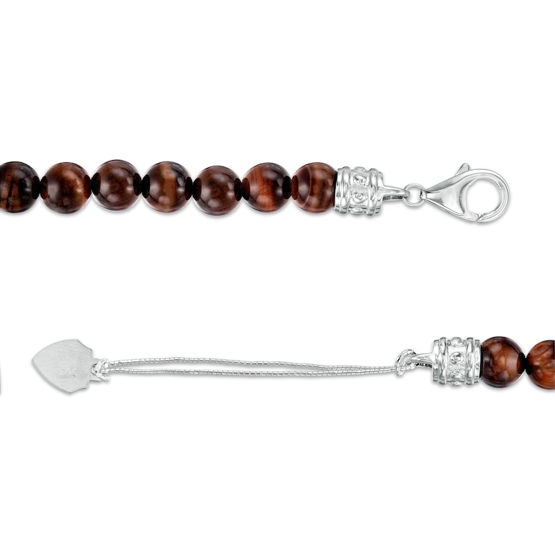 Main Image 3 of Men's 8.0mm Red Tiger's Eye Bead Strand Necklace with Sterling Silver Clasp