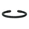 Thumbnail Image 1 of 5.75mm Braided Black Faux Leather Cuff and Geometric Barrel Ends in Stainless Steel with Black IP - 7.25"