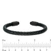 Thumbnail Image 3 of 5.75mm Braided Black Faux Leather Cuff and Geometric Barrel Ends in Stainless Steel with Black IP - 7.25"