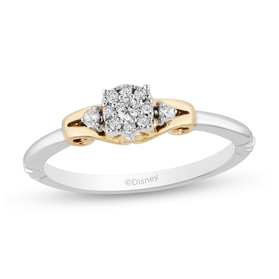 Enchanted Disney Cinderella 1/10 CT. T.w. Diamond Promise Ring in 10K Two-Tone Gold