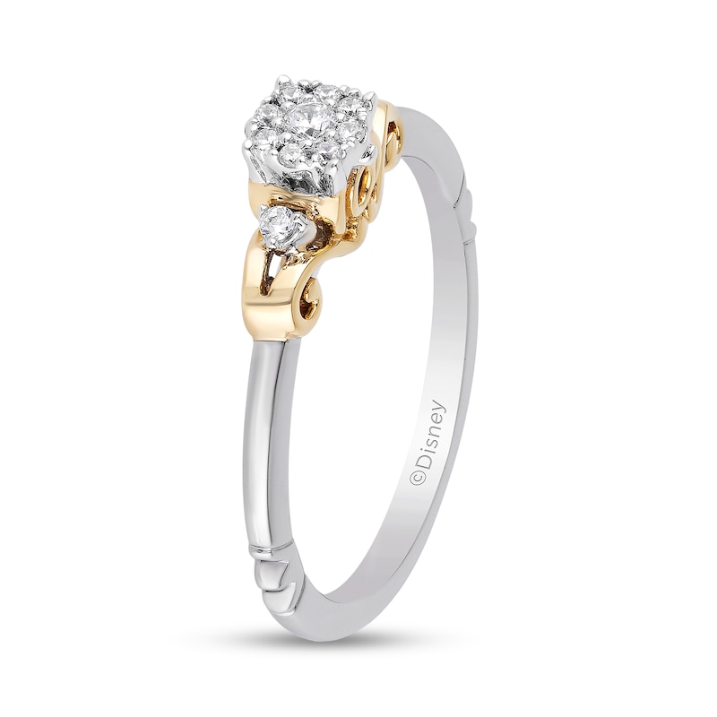 Main Image 2 of Enchanted Disney Cinderella 1/10 CT. T.W. Diamond Promise Ring in 10K Two-Tone Gold