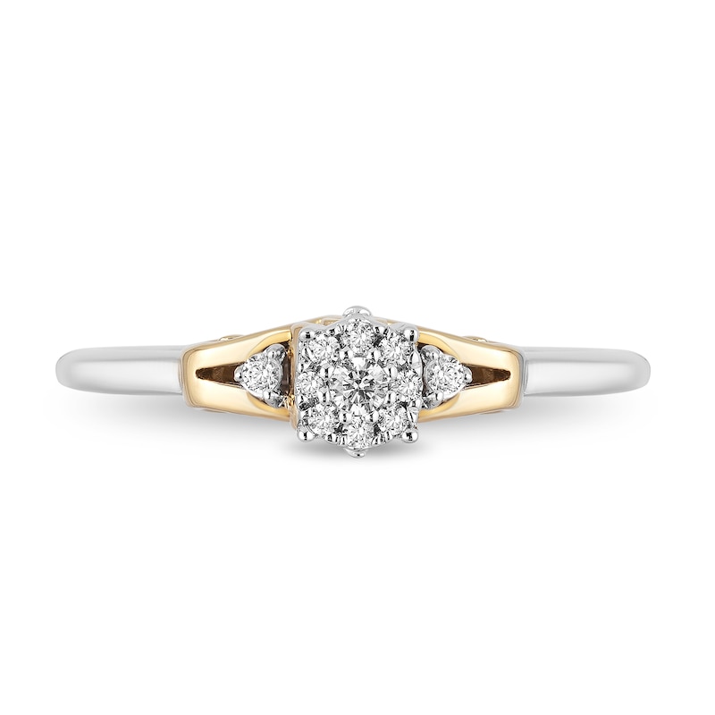 Main Image 3 of Enchanted Disney Cinderella 1/10 CT. T.W. Diamond Promise Ring in 10K Two-Tone Gold