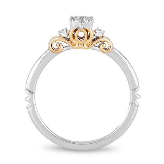 Enchanted Disney Cinderella 1/10 CT. T.w. Diamond Promise Ring in 10K Two-Tone Gold