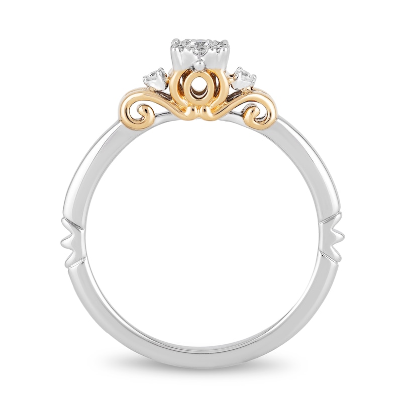 Main Image 4 of Enchanted Disney Cinderella 1/10 CT. T.W. Diamond Promise Ring in 10K Two-Tone Gold