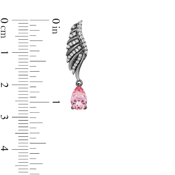 Enchanted Disney Villains Maleficent Pink Topaz and 1/6 CT. T.w. Diamond Earrings in Sterling Silver with Black Rhodium