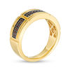 Thumbnail Image 2 of Men's 3/8 CT. T.W. Champagne Diamond Double Row Grid Pattern Ring in 10K Gold