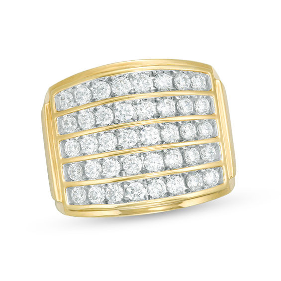 2 CT. T.w. Diamond Rectangle-Top Five Row Ring in 10K Gold